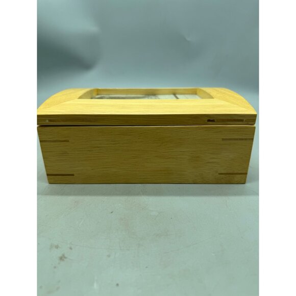 Wooden Memory Box With Picture Frame Lid & Hinged Top trinket jewelry 8x6" READ - Picture 2 of 9